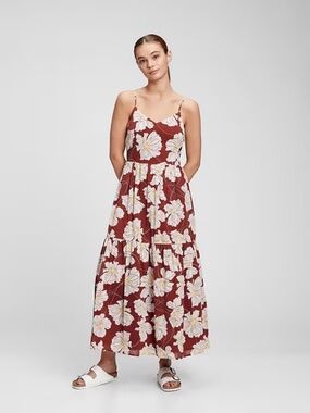 Gap floral cami V-neck maxi dress featuring a tiered hem